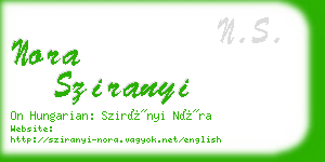 nora sziranyi business card